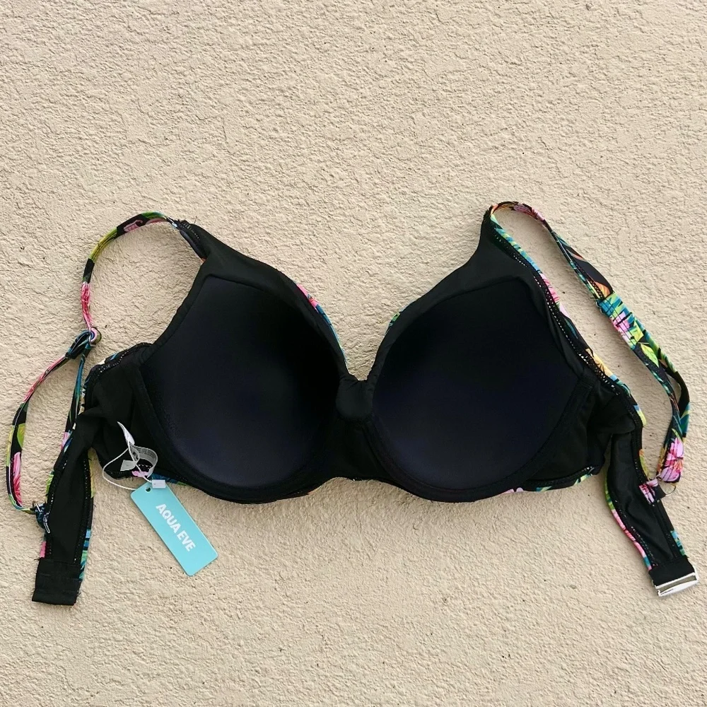 Aqua Eve, Underwire Push Up Bikini Top W/ Butterfly Swim Skorts, Size L - Picture 9 of 13